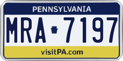 PA license plate MRA7197
