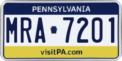 PA license plate MRA7201