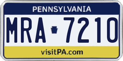 PA license plate MRA7210