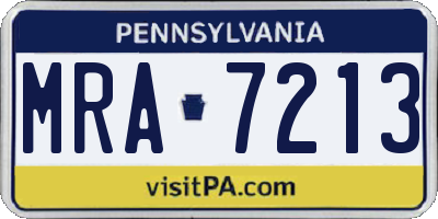 PA license plate MRA7213