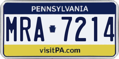 PA license plate MRA7214
