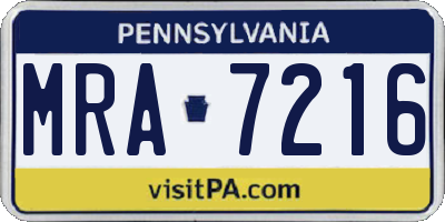 PA license plate MRA7216