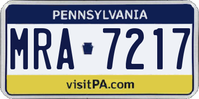 PA license plate MRA7217