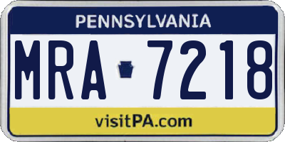 PA license plate MRA7218