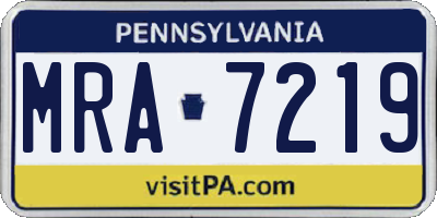 PA license plate MRA7219