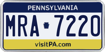 PA license plate MRA7220