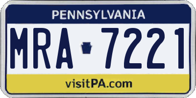 PA license plate MRA7221