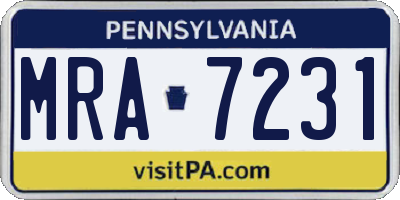PA license plate MRA7231
