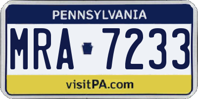 PA license plate MRA7233