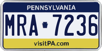 PA license plate MRA7236