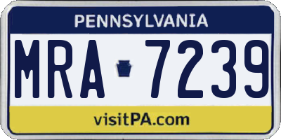 PA license plate MRA7239