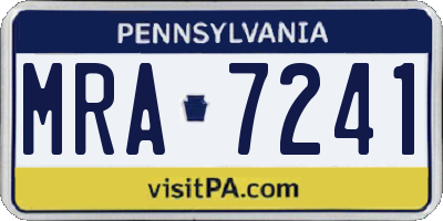 PA license plate MRA7241
