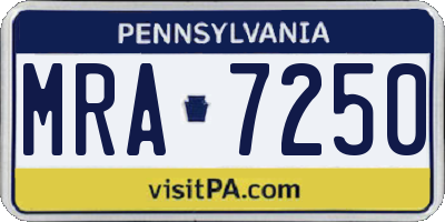 PA license plate MRA7250