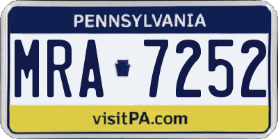 PA license plate MRA7252