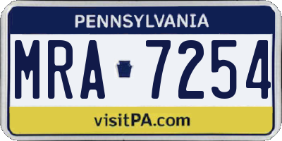 PA license plate MRA7254