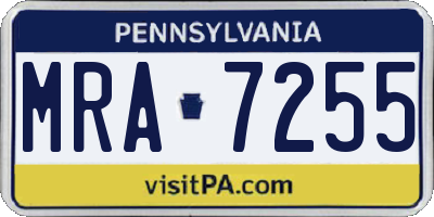 PA license plate MRA7255