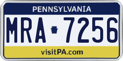 PA license plate MRA7256