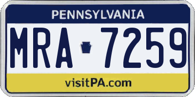 PA license plate MRA7259