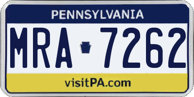 PA license plate MRA7262