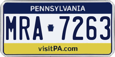 PA license plate MRA7263