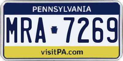 PA license plate MRA7269