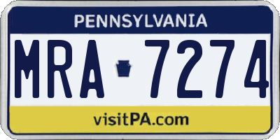 PA license plate MRA7274