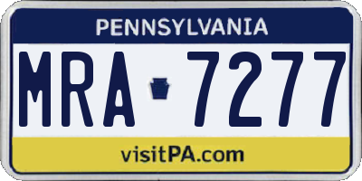 PA license plate MRA7277