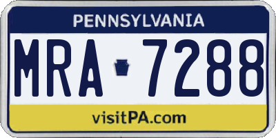 PA license plate MRA7288