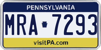 PA license plate MRA7293