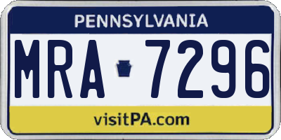 PA license plate MRA7296