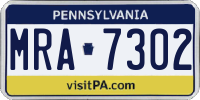 PA license plate MRA7302