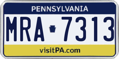 PA license plate MRA7313