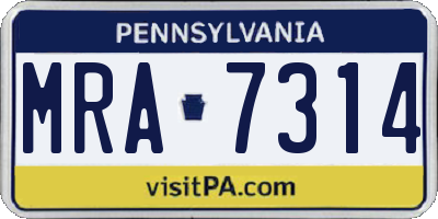 PA license plate MRA7314