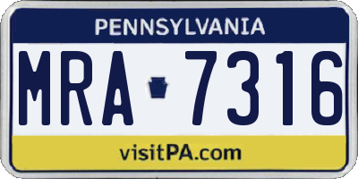 PA license plate MRA7316