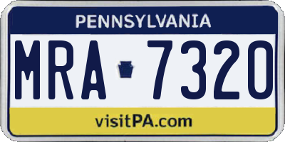 PA license plate MRA7320
