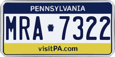 PA license plate MRA7322