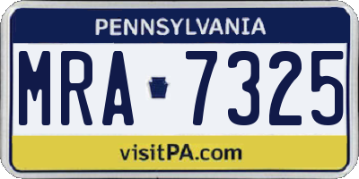 PA license plate MRA7325