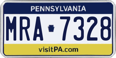 PA license plate MRA7328