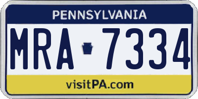 PA license plate MRA7334