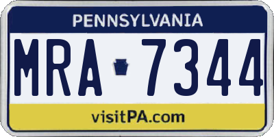PA license plate MRA7344