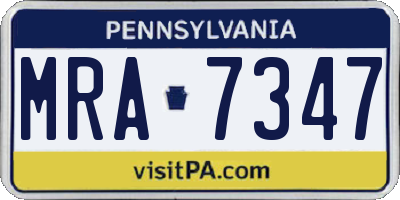 PA license plate MRA7347