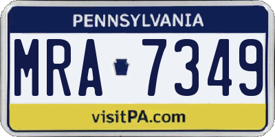 PA license plate MRA7349