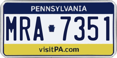 PA license plate MRA7351