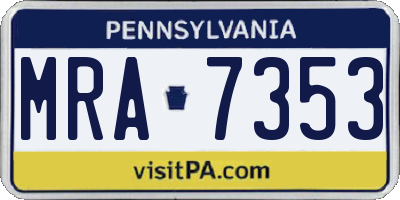 PA license plate MRA7353