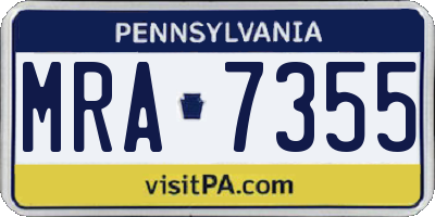 PA license plate MRA7355