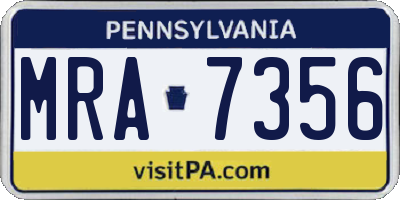 PA license plate MRA7356