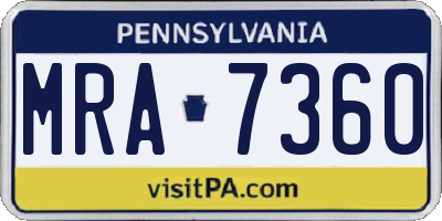 PA license plate MRA7360
