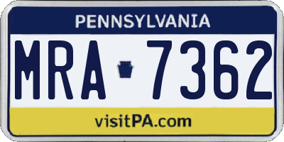 PA license plate MRA7362