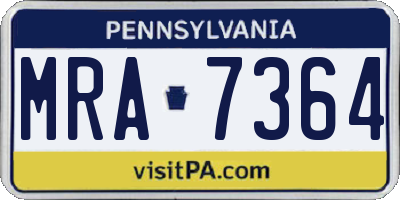 PA license plate MRA7364