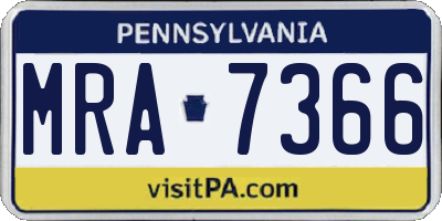 PA license plate MRA7366